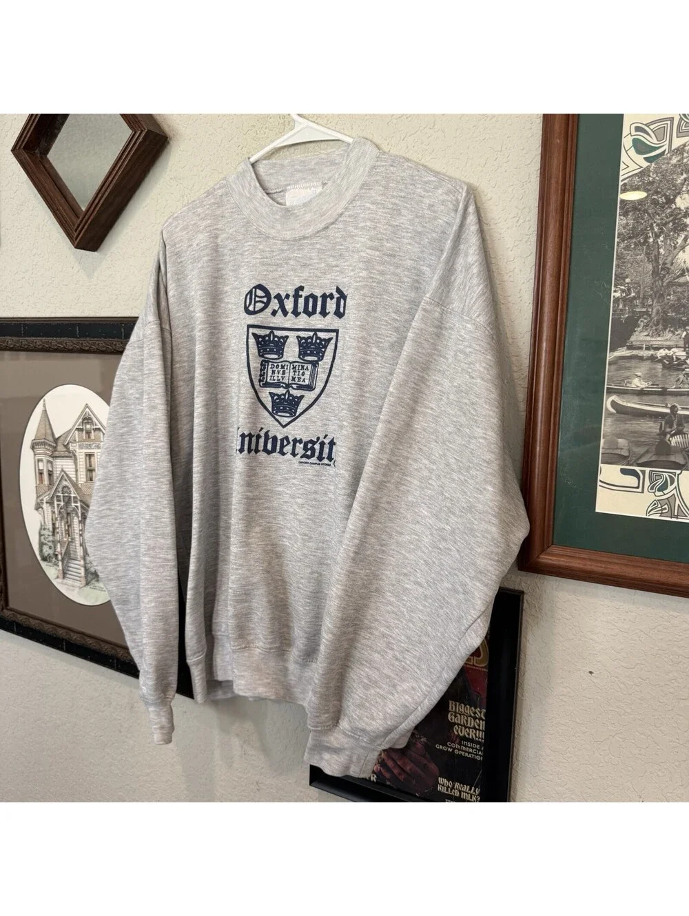 Vintage 80s/90s RARE Oxford University Crest Raglan Cut College Sweatshirt XL